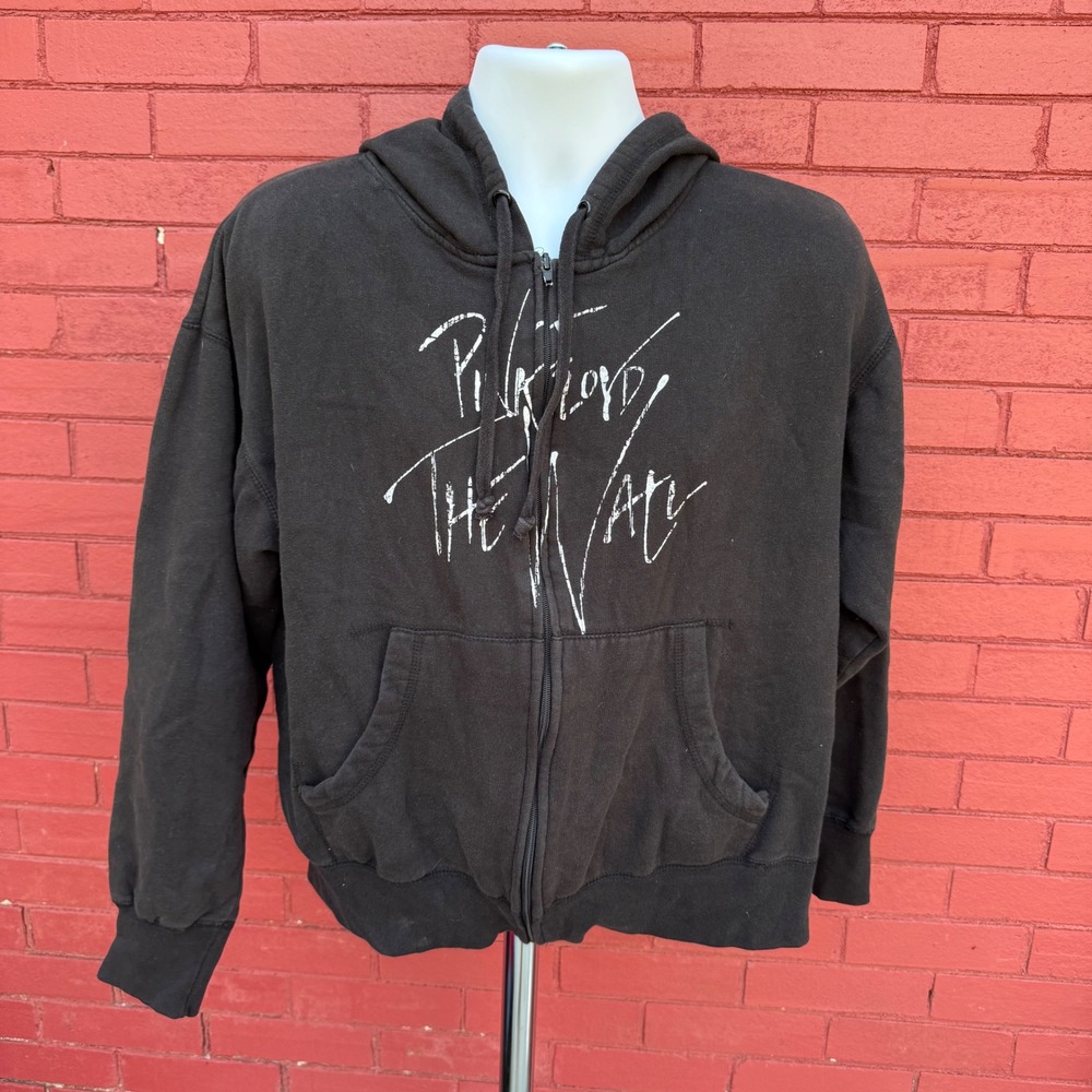 Pink Floyd The Wall Black Zip Up Hoodie Vintage Vinyl Mens Large 2007 Tin Blue
